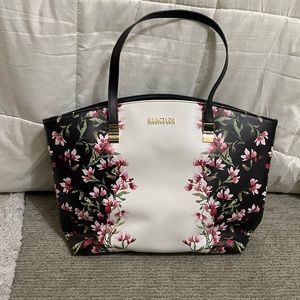 Kenneth Cole Black White Floral Tote Bag